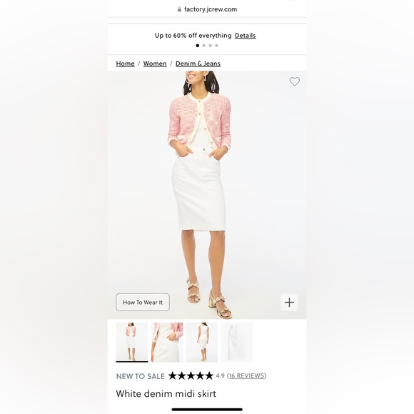 NWT J crew white denim midi skirt - Picture 4 of 5